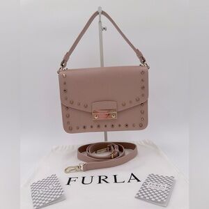 NWOT Furla Julia Pink Studded Bag